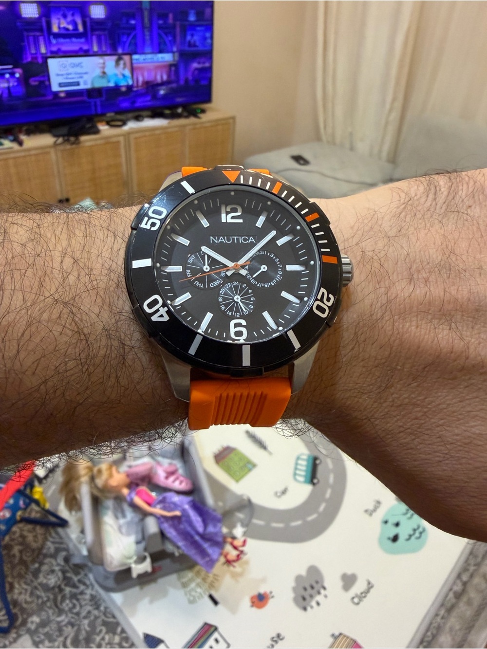 Nautica NSR 11 Men’s Multifunction Sports Watch Orange Silicone Strap N14627G